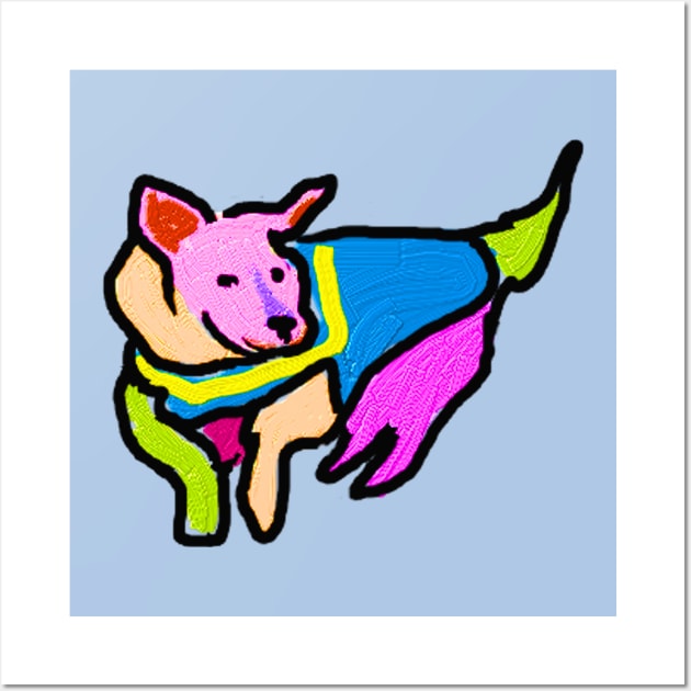 Colorful Hero Dog Wall Art by Jan4insight TeeStore